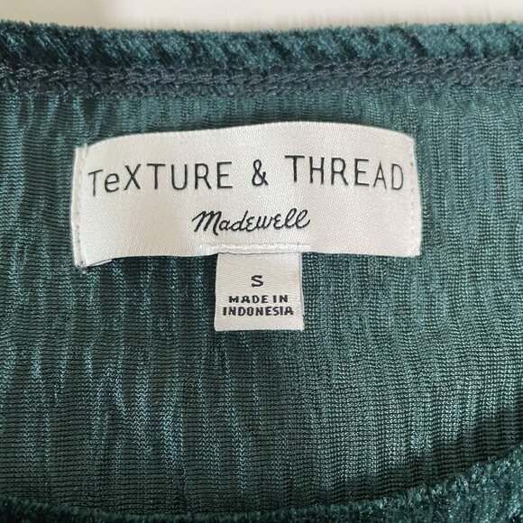 Madewell Texture & thread Women’s Forest Green Crushed Velvet Top Flutter Sz S - Picture 3 of 7